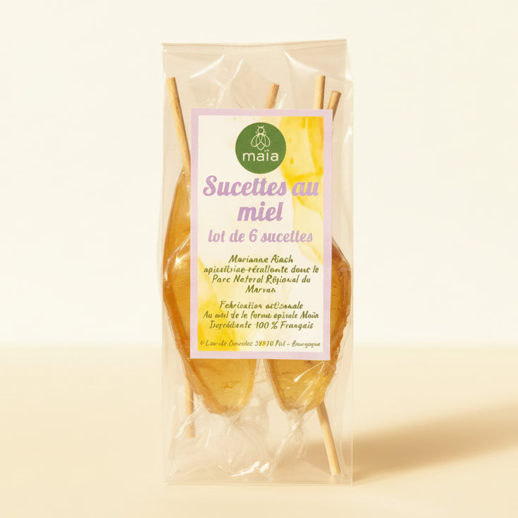 Sucettes au miel lot de 6